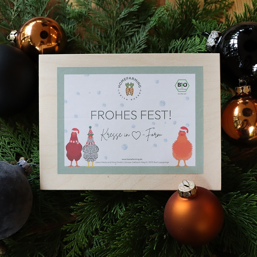Kresseherz "Frohes Fest" Frontansicht