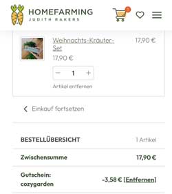 Warenkorb klein Gutschein